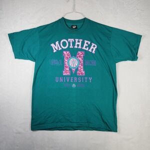 Vtg 90s Mother University T-Shirt XL USA Made‎ Single Stitch Screen Stars Mom